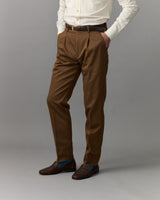 David Trouser - Single pleat cotton Tobacco