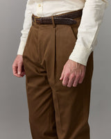 David Trouser - Single pleat cotton Tobacco