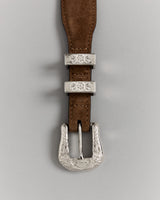 The Harness Tapered Western Belt - Brown Suede