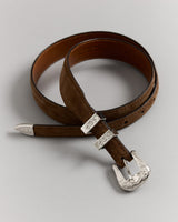 The Harness Tapered Western Belt - Brown Suede