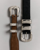 The Harness Tapered Western Belt - Brown Suede