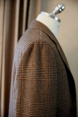 Brown Check with Maroon Windowpane Wool Cashmere Jacket