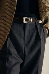 Cashmere Double Pleated Trouser - Charcoal