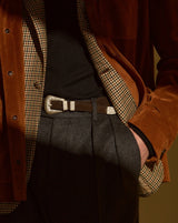 Bark Brown Suede Western Belt