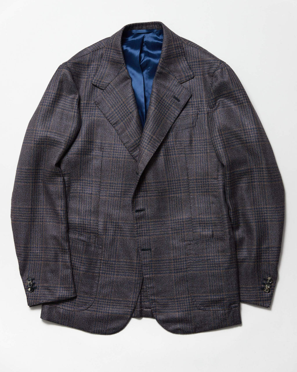 Navy & Brown Wool/Cashmere-Blend Check 'Lee' Jacket – Uncommon Man