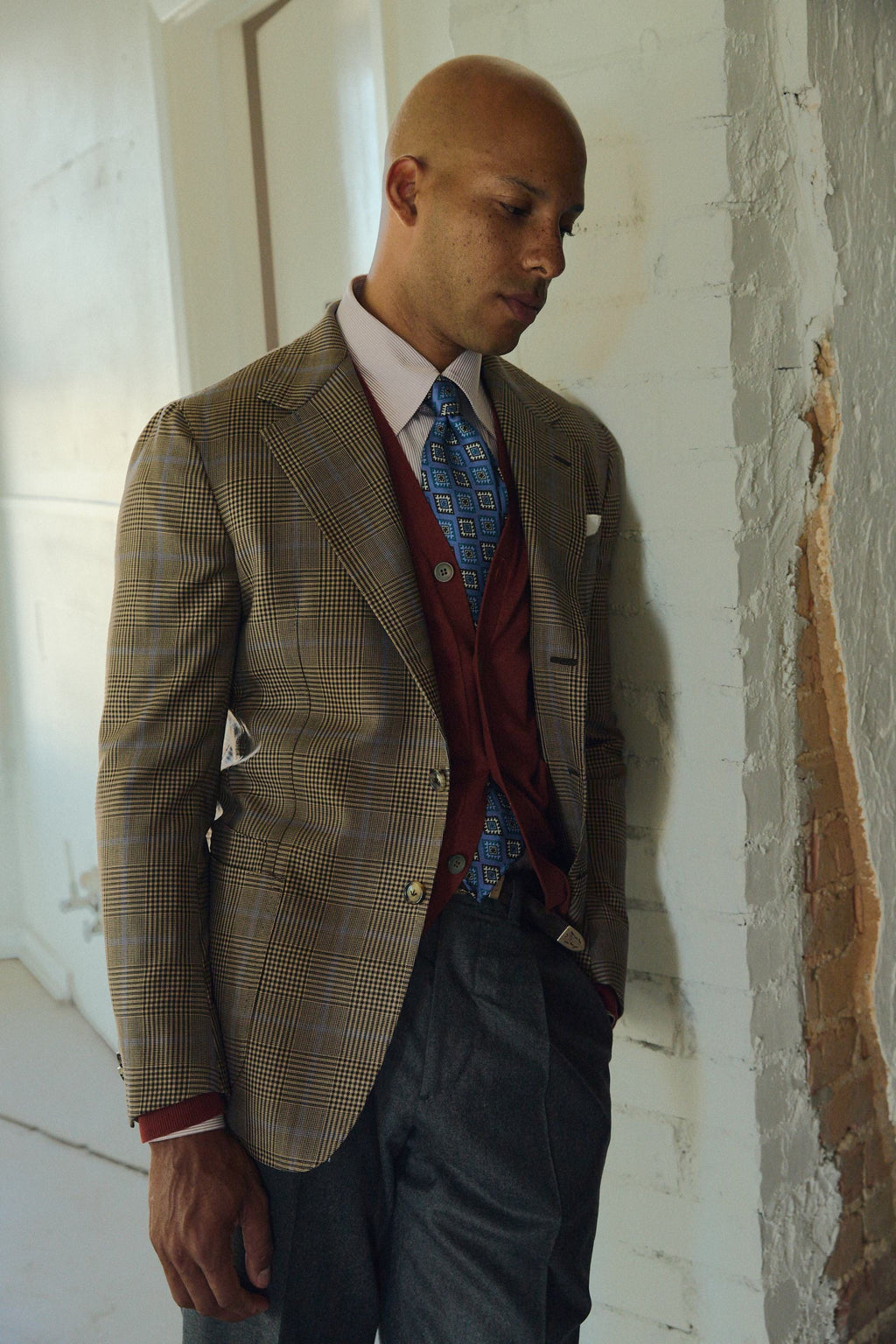 Brown & Blue Wool Glen Check 'Lee' Jacket – Uncommon Man