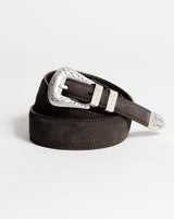 Bark Brown Suede Western Belt