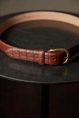 Medium Brown Genuine Croc-leather Belt