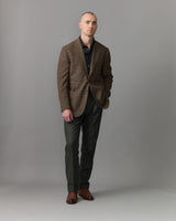 Brown Check with Maroon Windowpane Wool Cashmere Jacket