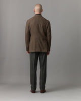 Brown Check with Maroon Windowpane Wool Cashmere Jacket