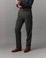 David Trouser - Single pleat Grey wool flannel