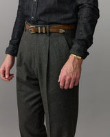 David Trouser - Single pleat Grey wool flannel