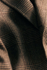 Brown Check with Maroon Windowpane Wool Cashmere Jacket
