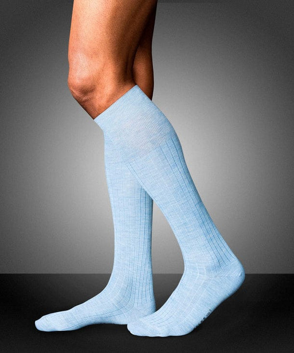 No.2 Over the Calf Cashmere Socks - Bleue Melange