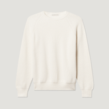 Raglan English Rib Fisherman Sweater - White