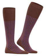 Shadow Stripe Over the Calf Cotton Socks - Brandy