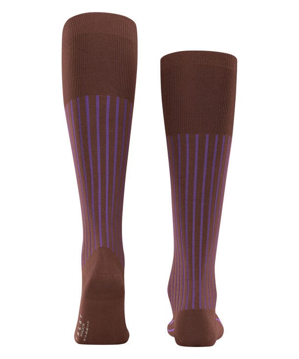 Shadow Stripe Over the Calf Cotton Socks - Brandy