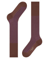 Shadow Stripe Over the Calf Cotton Socks - Brandy