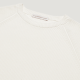 Raglan English Rib Fisherman Sweater - White