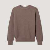 Raglan English Rib Fisherman Sweater - Ash Brown