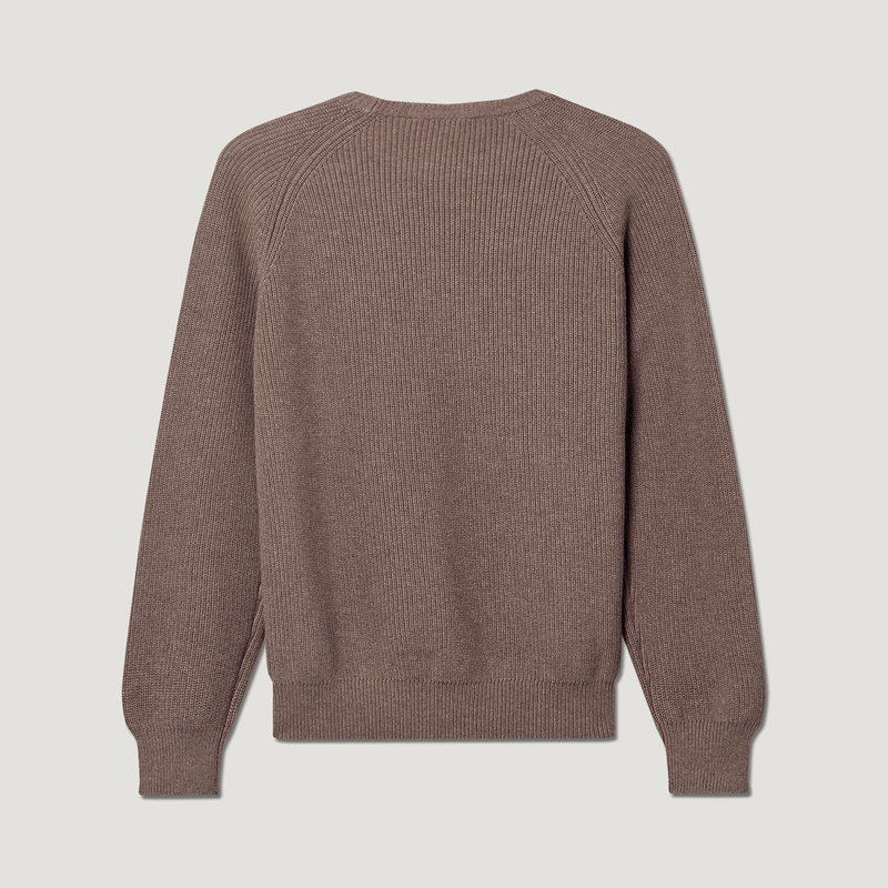 Raglan English Rib Fisherman Sweater - Ash Brown