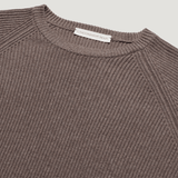 Raglan English Rib Fisherman Sweater - Ash Brown