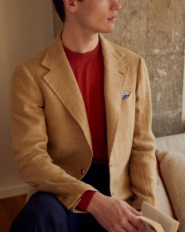 Wheat Silk & Linen-blend 'Lee' Jacket