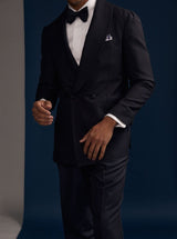 Black Pure Silk Herringbone 'Charles' 2 on 1 Dinner Jacket