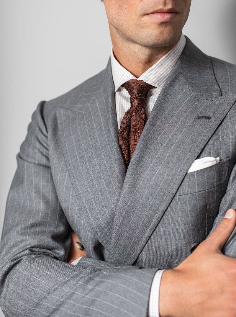 Mid Grey Pinstripe 'Charles' Double Breasted Suit