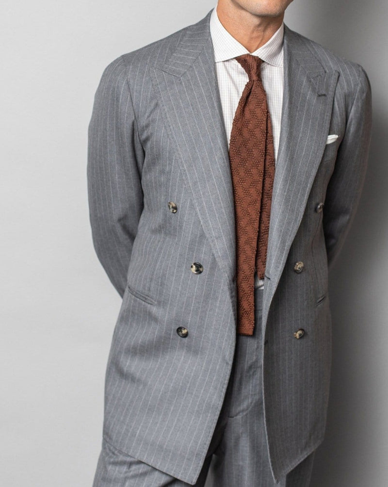 Mid Grey Pinstripe 'Charles' Double Breasted Suit