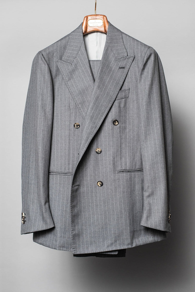 Mid Grey Pinstripe 'Charles' Double Breasted Suit