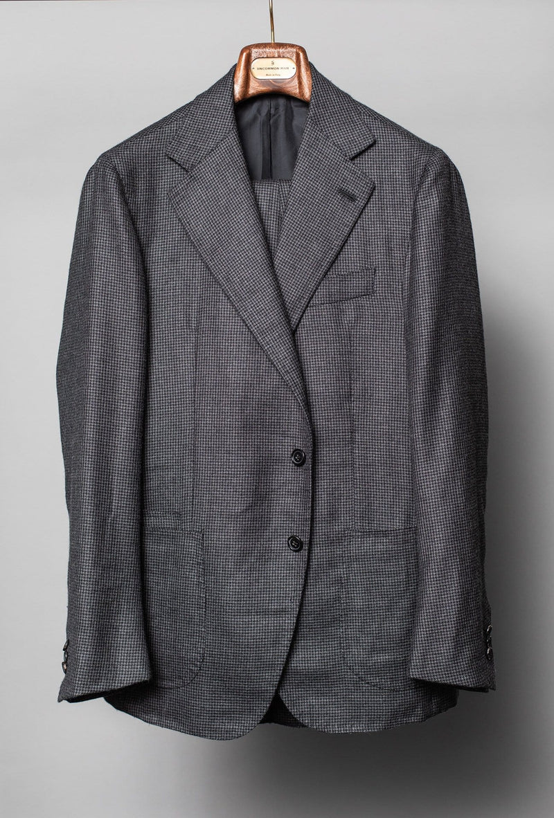 Dark Grey Houndstooth Cashmere Two-Piece Suit