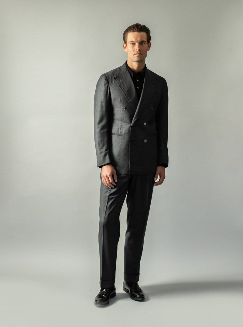 Charcoal Check Wool & Silk DB Suit