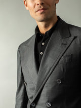 Charcoal Check Wool & Silk DB Suit