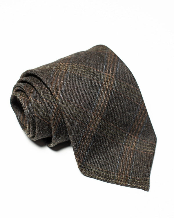 Brown Flannel Check Tie