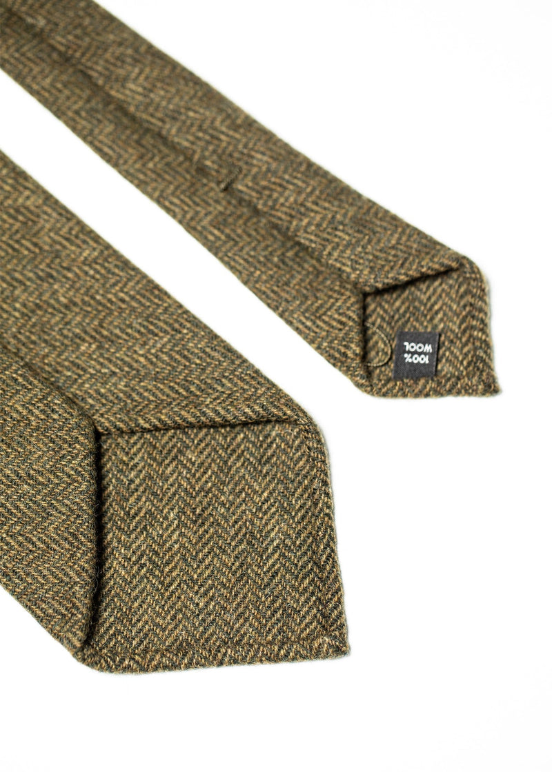 Green Herringbone Tweed Tie