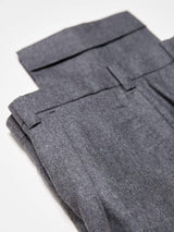 Mid Grey Flannel Wool Single Pleat 'David' Trousers (Made to Order)