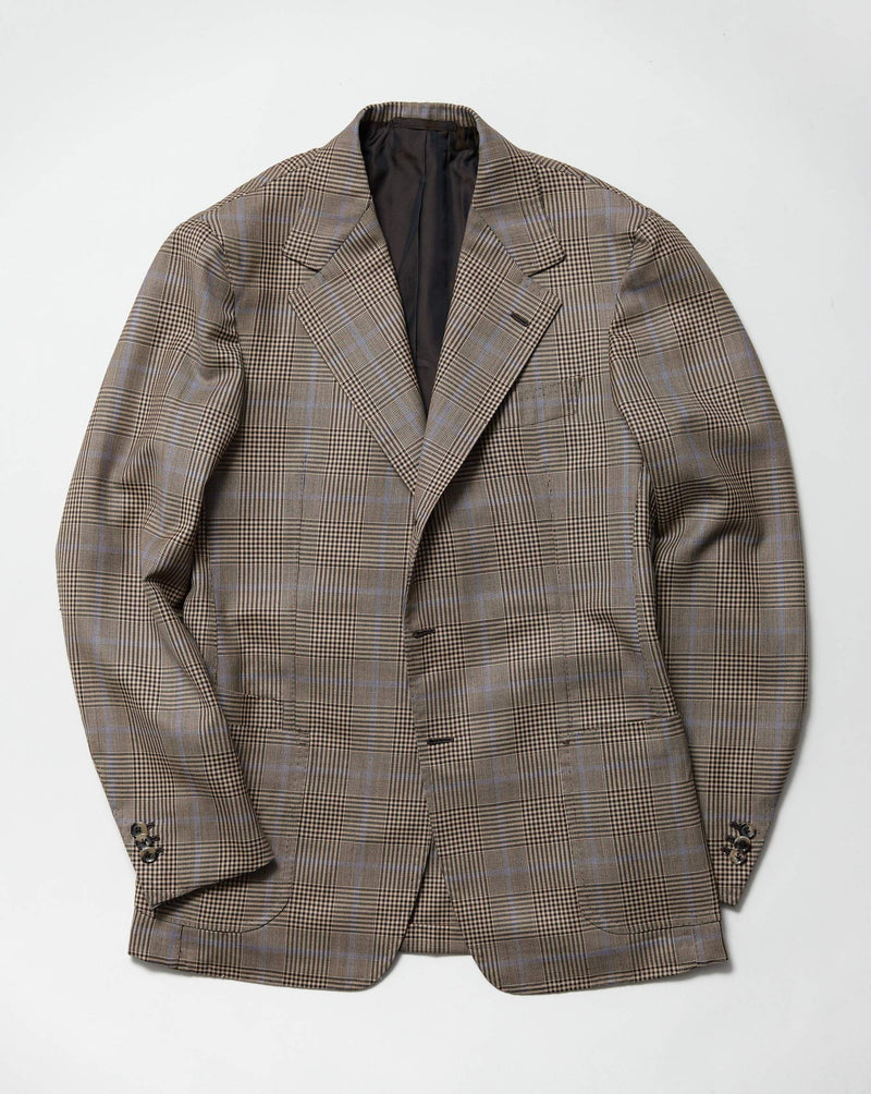 Brown & Blue Wool Glen Check 'Lee' Jacket