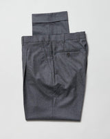 Mid Grey Flannel Wool Single Pleat 'David' Trousers (Made to Order)