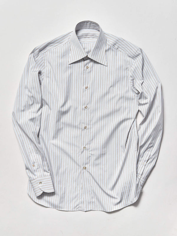 White/Blue/Brown Multi-stripe Dress Shirt (Made to Order)