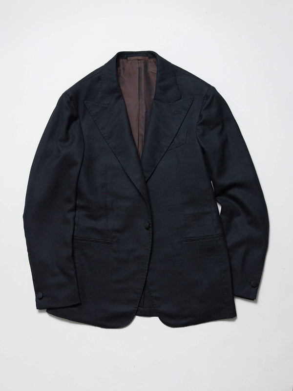 Midnight Hopsack Cashmere 'Grant' Jacket (Made to Order)