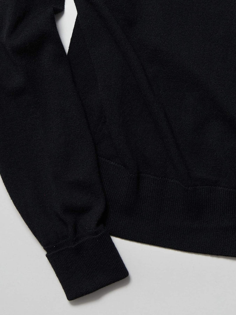 Black Wool/Cashmere Fine Rollneck