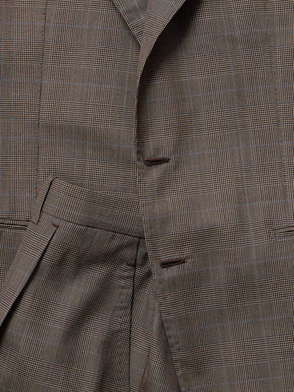 Light Brown with Blue Check Wool 'Lee' Suit (Made to Order)