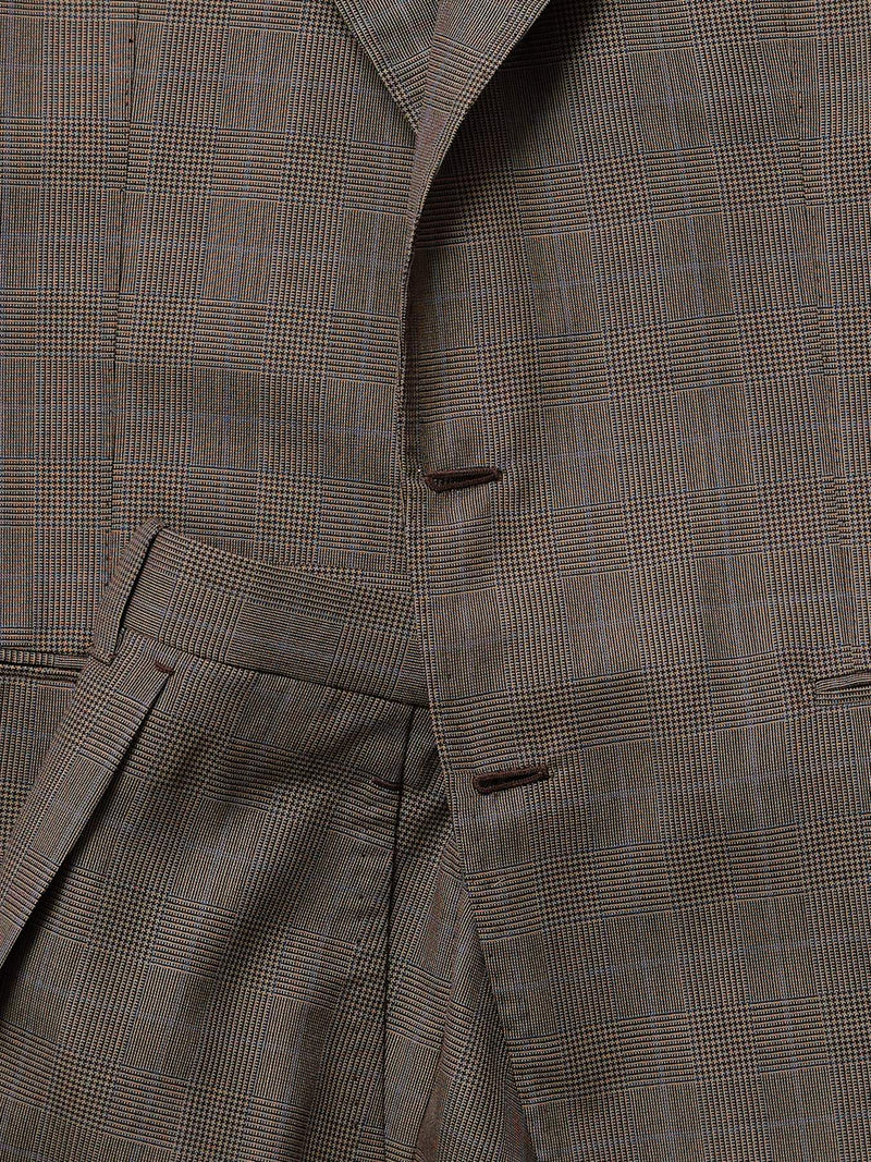 Light Brown with Blue Check Wool 'Lee' Suit (Made to Order)