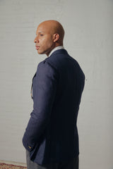 Navy Herringbone Wool 'Henry' Jacket