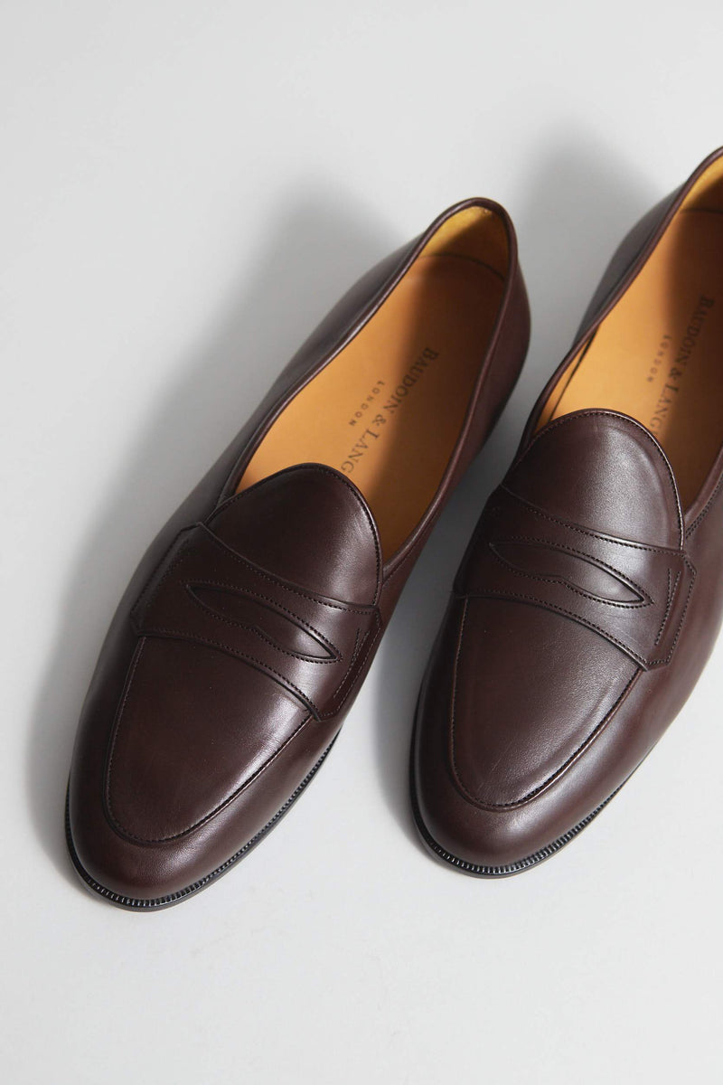Sagan Grand Penny Loafer - Dark Oak Calf