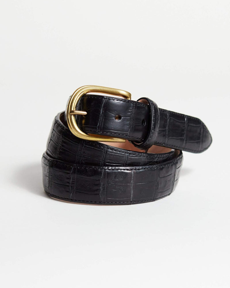 Black Genuine Croc-leather Belt