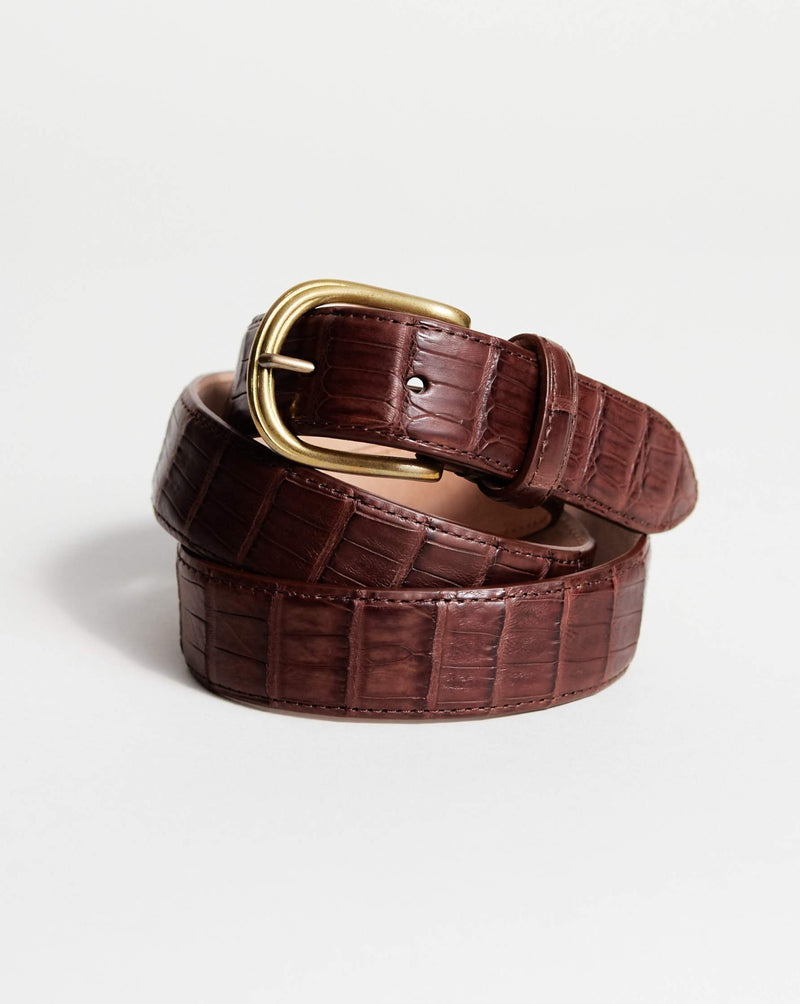 Medium Brown Genuine Croc-leather Belt