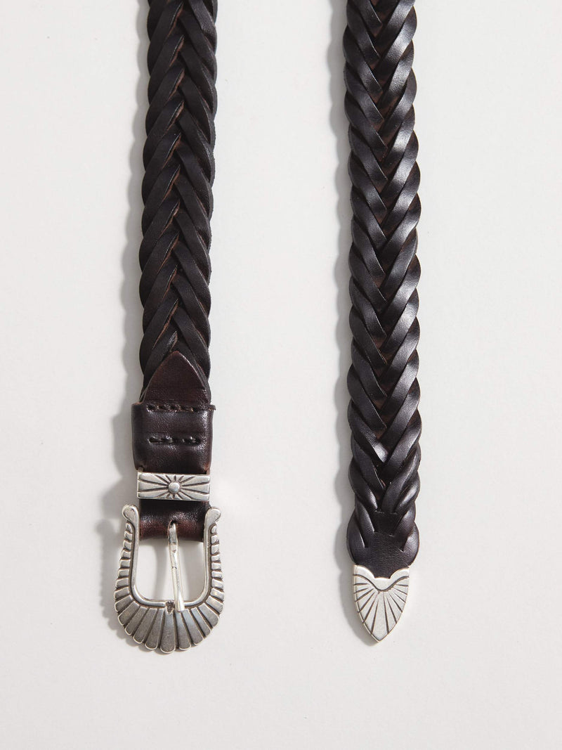 Brown Braided Leather Western Belt