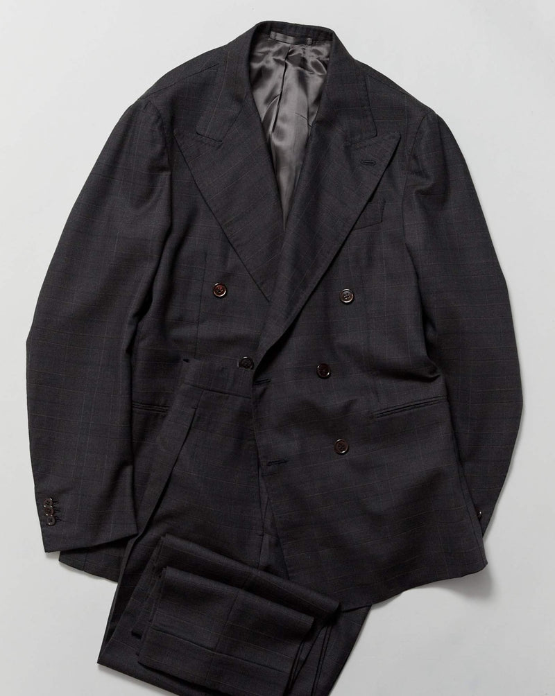 Brown Double Breasted Wool Suit